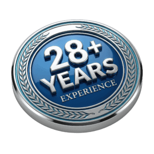 Get Scanned 28+ years experience badge