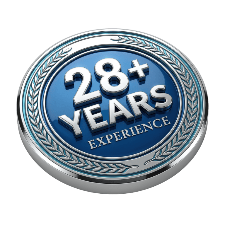 Get Scanned 28+ years experience badge