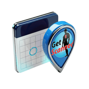 Calendar and location pin representing a confirmed Scan-Van booking date and location